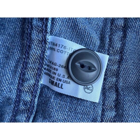 AG x Alexa Chung The Poppy Shirt Jacket in Blue Chambray Embroidery Size Small - Picture 7 of 8